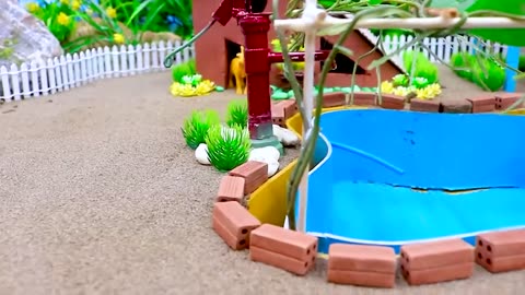 DIY Farm Diorama with mini house for cow_ pig_ How simple Supply Water to grow strawberry garden _93