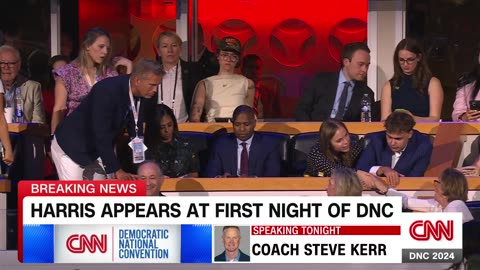 Audience reacts to Kamala Harris’ unexpected entry on DNC night one