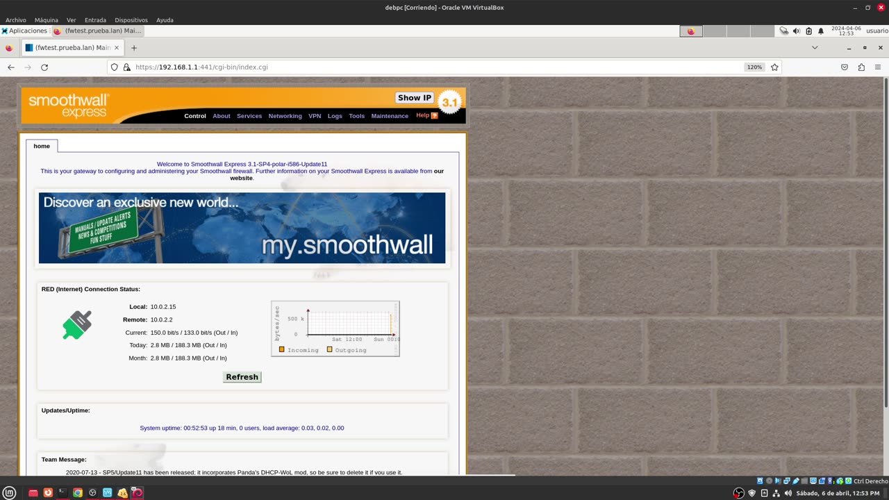 Aqui probando SmoothWall Express 3.1 con VirtualBox