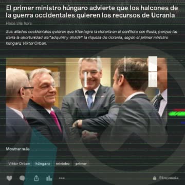 Orban advierte que los halcones de la guerra occidentales quieren los recursos de Ucrania