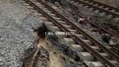 Destroyed railway track near Kupyansk