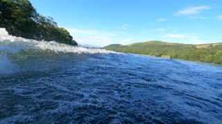 GoPro on the side of boat on the water. Lake Coniston.