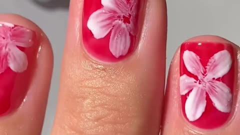 How To Make Red Nail With Flower