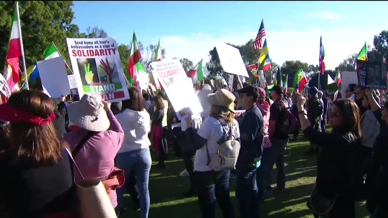 Iranian-Americans take to the streets of Balboa Park of to protest for change