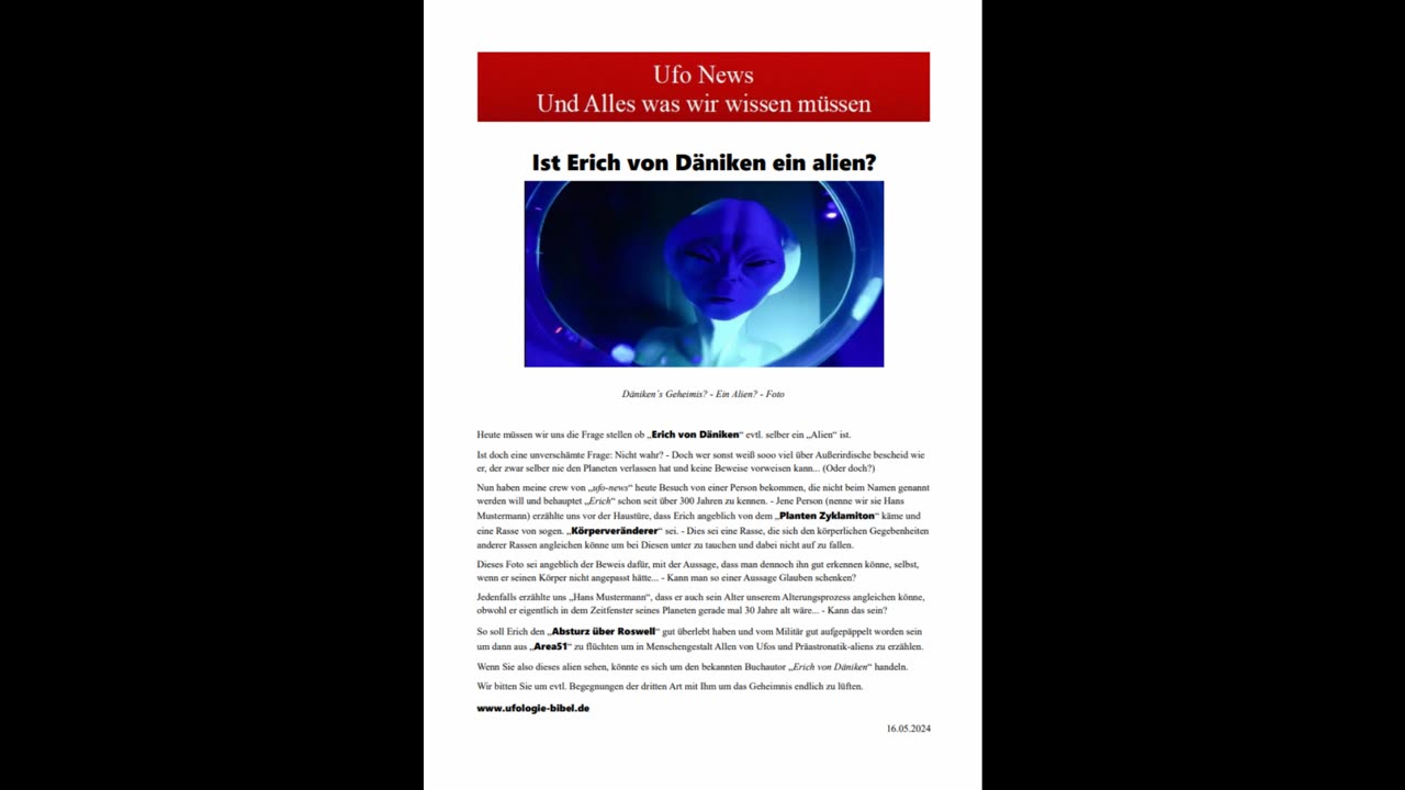 Ufo news - Ist Erich von Däniken ein alien? - Ufowahnsinns Nachrichten