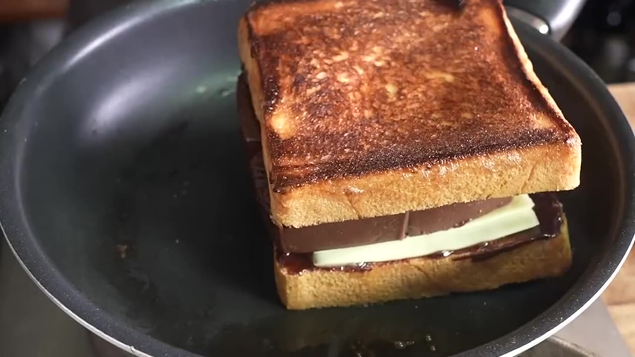 Ultimate moist chocolate cake and cheese sandwich #shorts #asmr #cooking