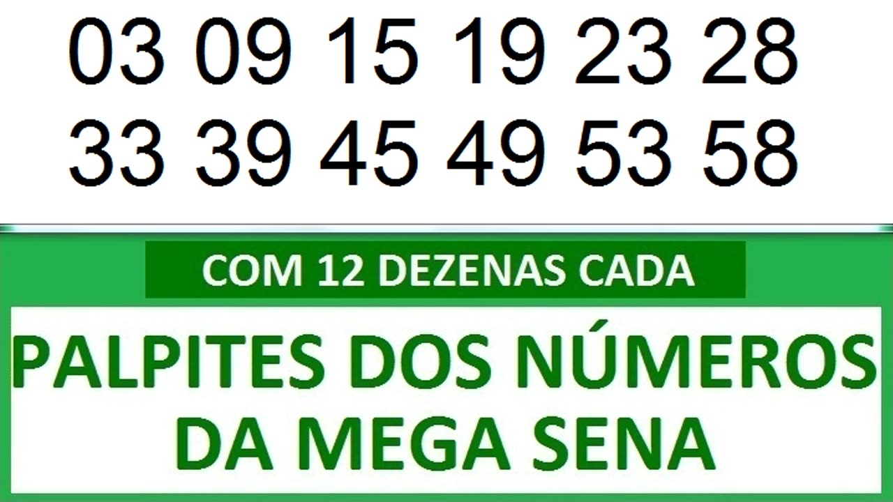 PALPITES DOS NÚMEROS DA MEGA SENA COM 12 DEZENAS 1y 1z 10 11 12 13 14 15 16 17 18 19