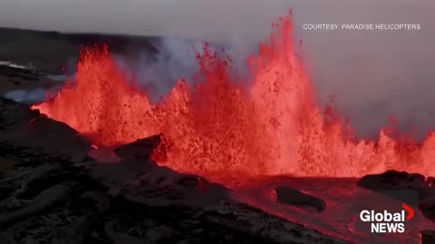 Mauna Loa volcano_ Aerial video shows stunning close-up view of eruption