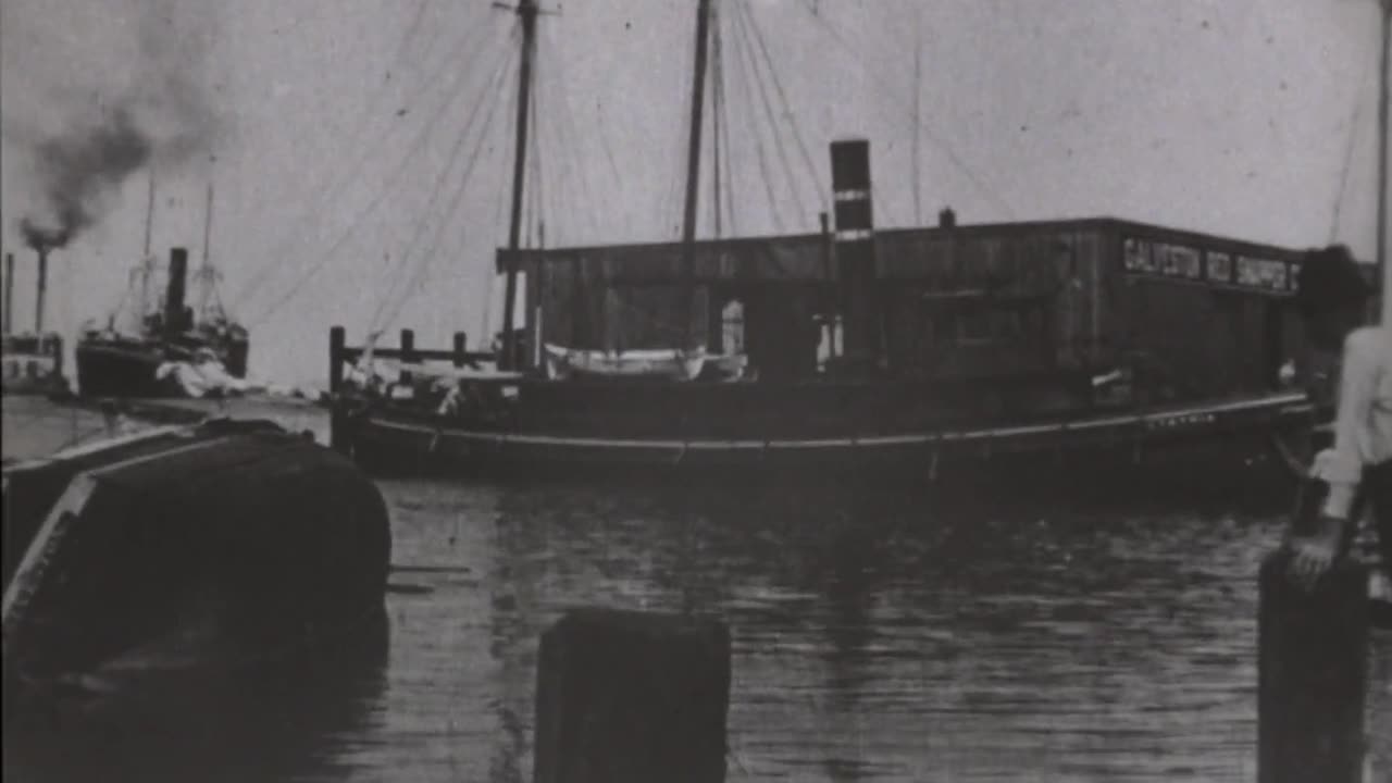 Panorama Of Wreckage On Water Front, Galveston (1900 Original Black & White Film)