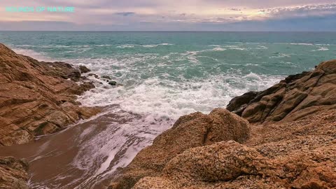 Gloomy Beach Symphony: Powerful Waves for Work & Tranquility