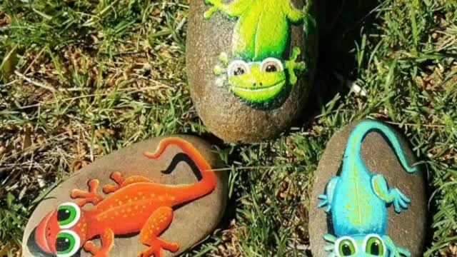 aweome pebble craft creative stone rock painting ideas