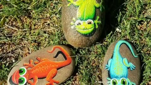 aweome pebble craft creative stone rock painting ideas