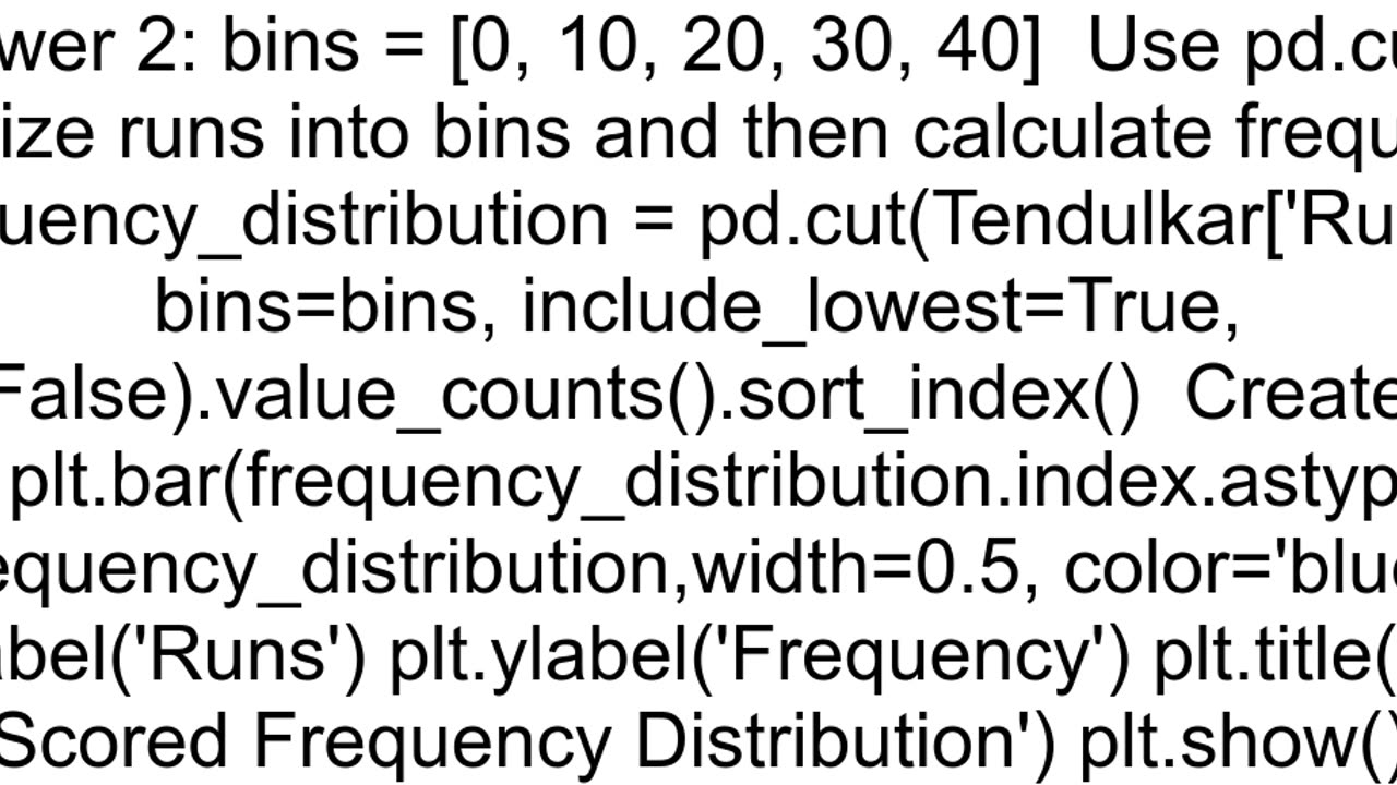 How to plot a barchart showing frequency count of various buckets made out of a dataframe column