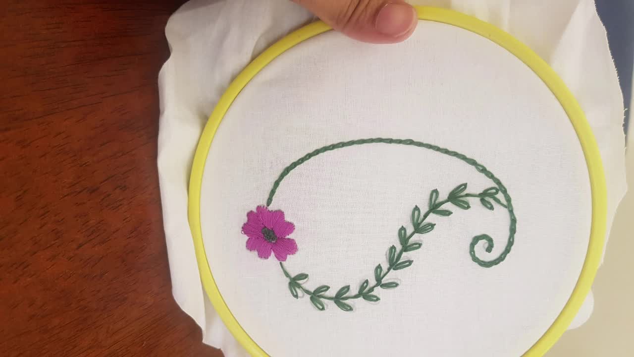 Simple hand embroidery flower design for dress #flowerembroidery #embroiderydesign #handembroidery