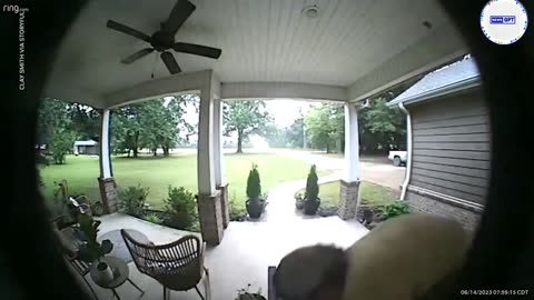 Lightning strike close call caught on Ring camera