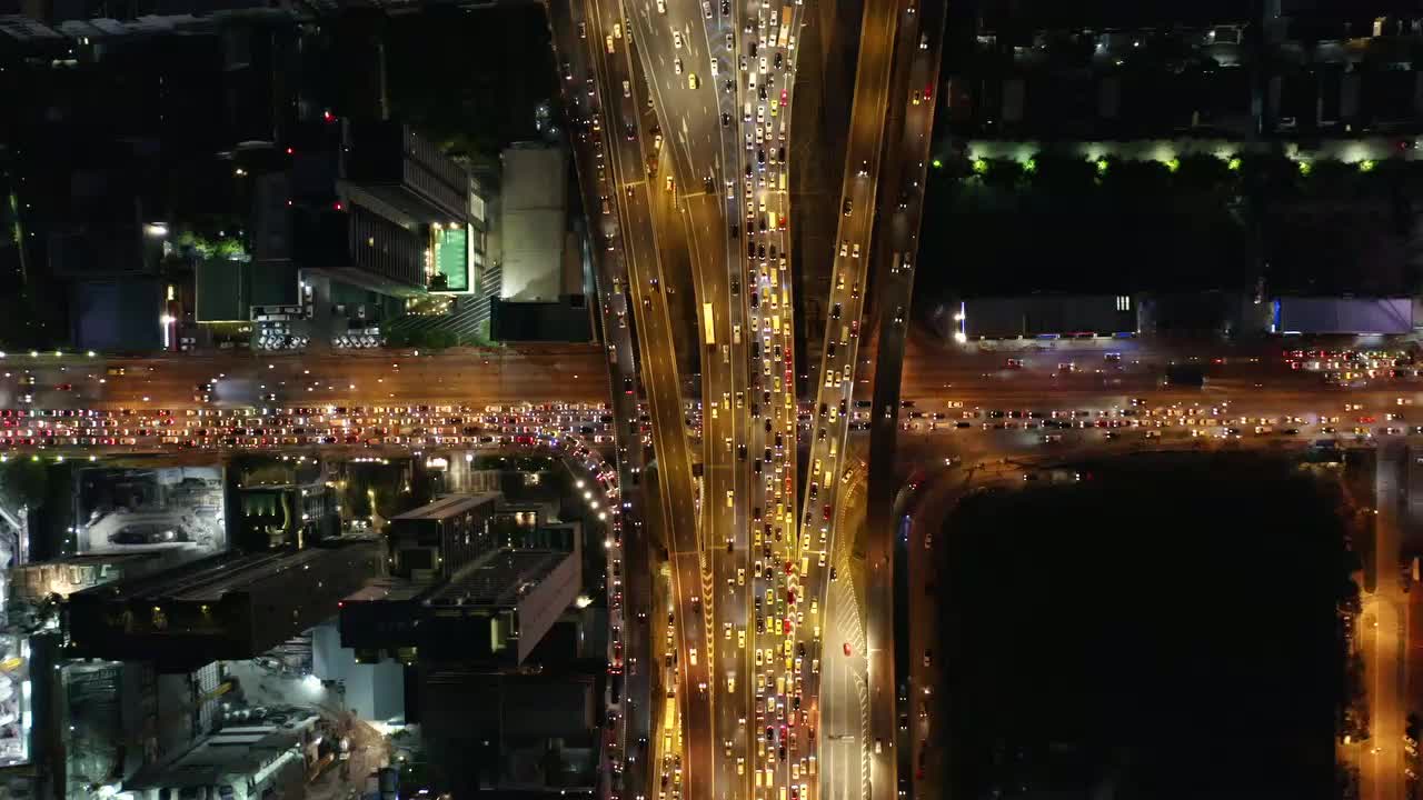 Aerial Drone Footage of Busy Highway Traffic