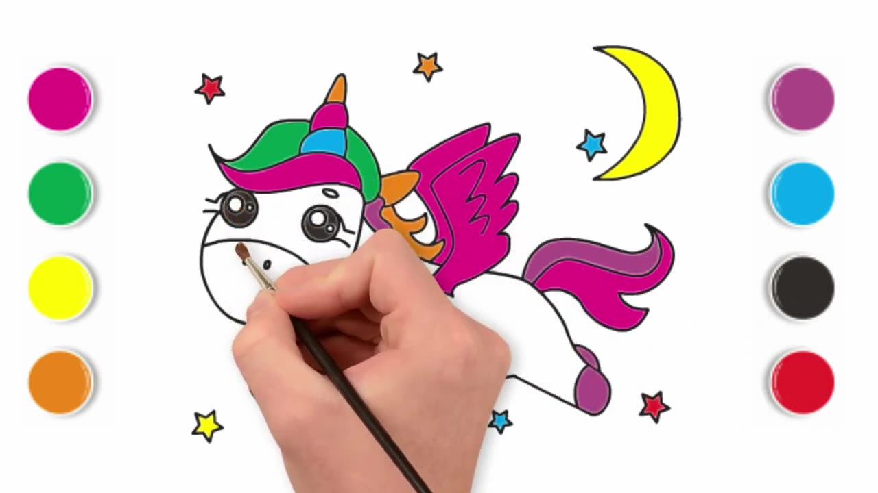 How To Draw Cute Unicorn and Coloring For Kids | Coloring Page | Learn Draw For Kids