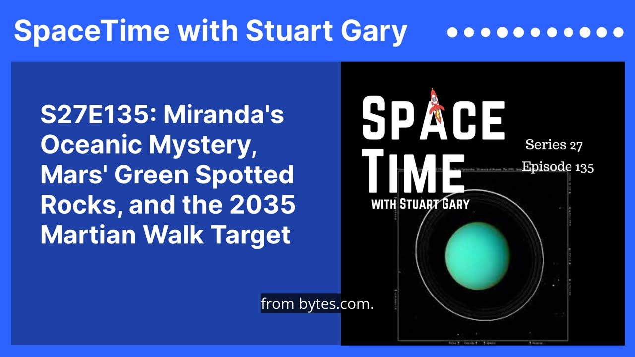 S27E135: Miranda's Oceanic Mystery, Mars' Green Spotted Rocks, and the 2035 Martian Walk Target