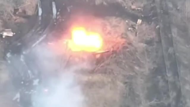 Drone Footage of Shelling Russian Trenches
