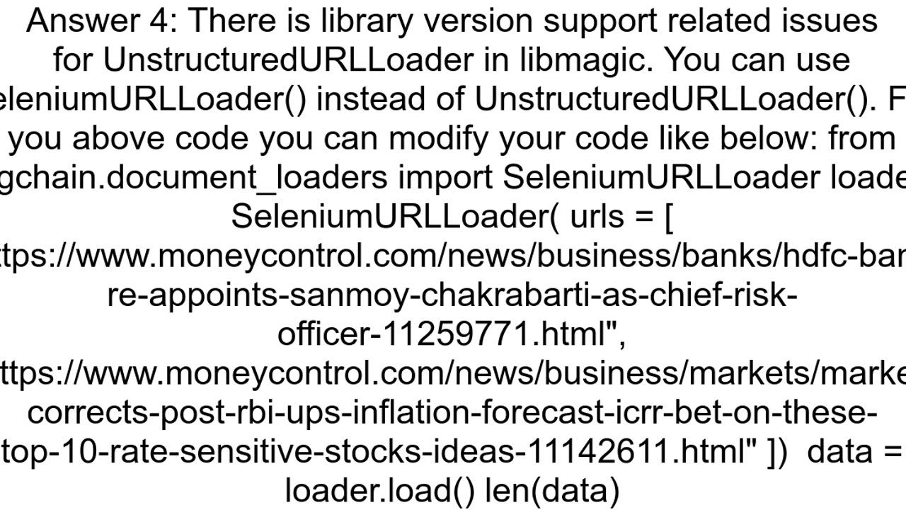 Langchain UnstructuredURLLoader shows Libmagic Unavailble