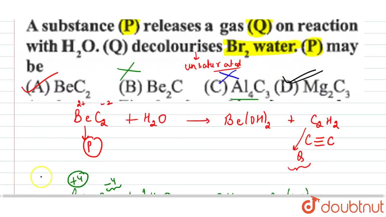 A substance (P) releases a gas (Q) on reaction with `H_