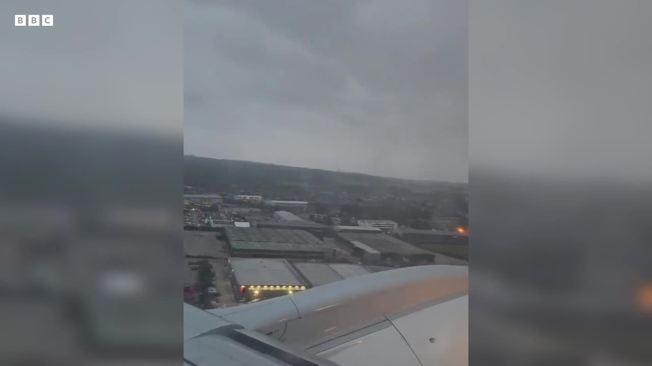 Watch as plane aborts landing in Aberdeen during Storm Babet