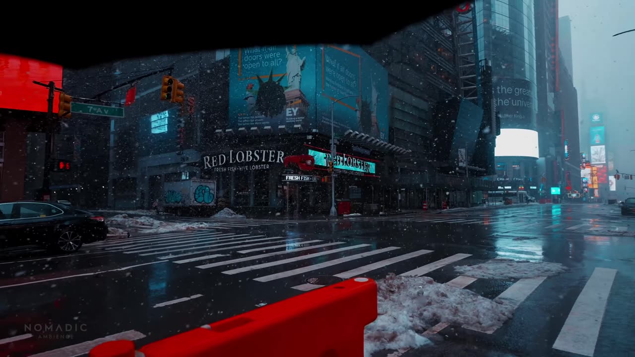 Snowfall in Times Square, NYC | Walking in New York City in the Winter Snow, 4k