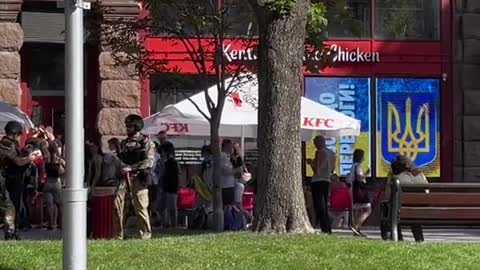 Ukrainian Soldiers guarding KFC