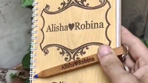 customized diary with wooden and laser engraving #giftshop #trending