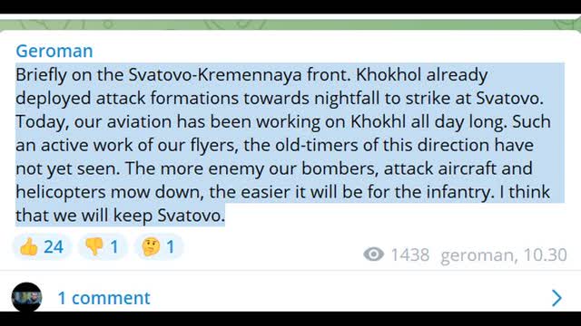 "Today, our aviation has been working on Khokhl all day long."