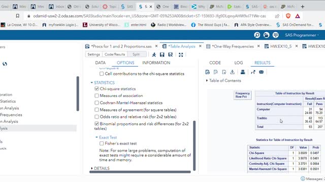 MATH 810 Inference for 1 and 2 Proportions in SAS