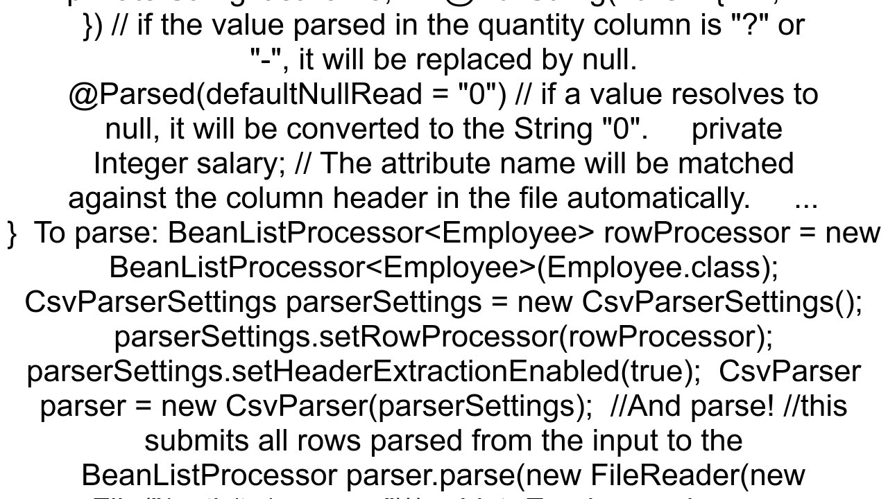 How to map csv file to pojo class in java