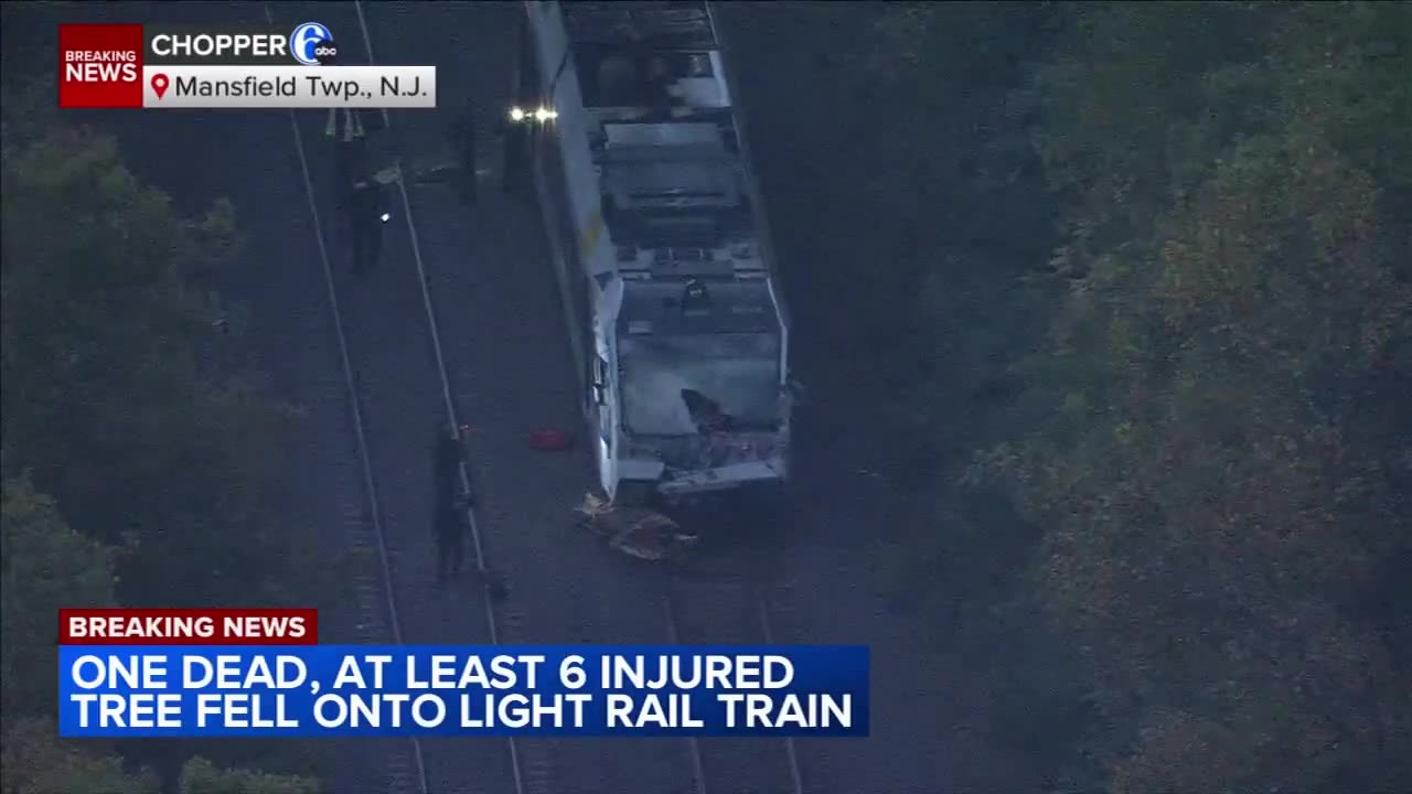 1 killed, 6 injured after tree falls onto Light Rail train in Mansfield Township, NJ