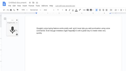 Google Docs Voice Typing