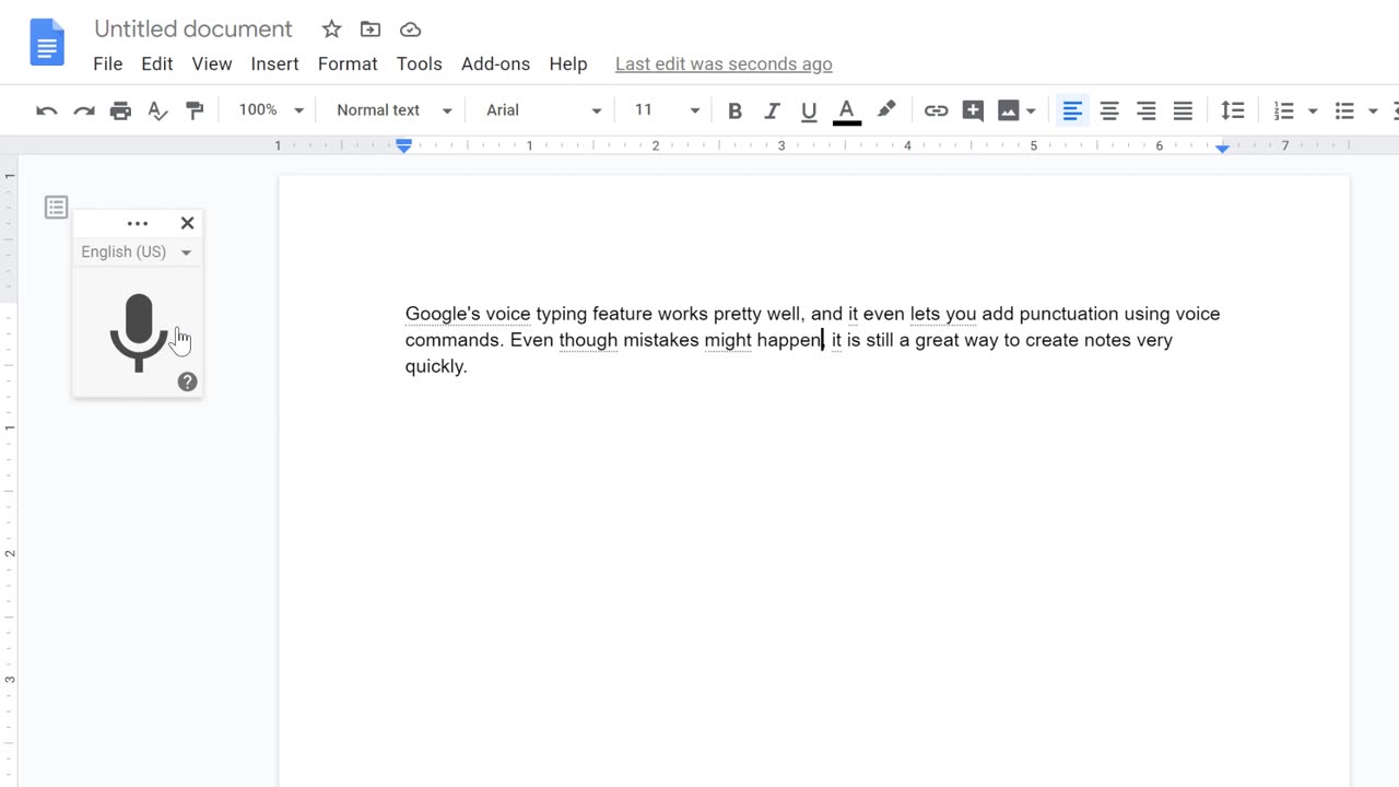 Google Docs Voice Typing