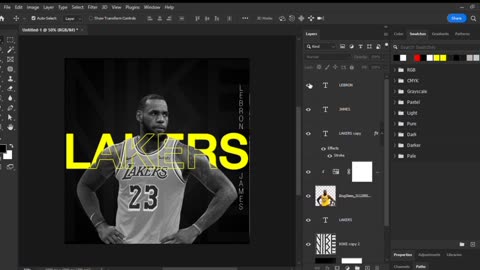 Social media post of basketball player making in Photoshop