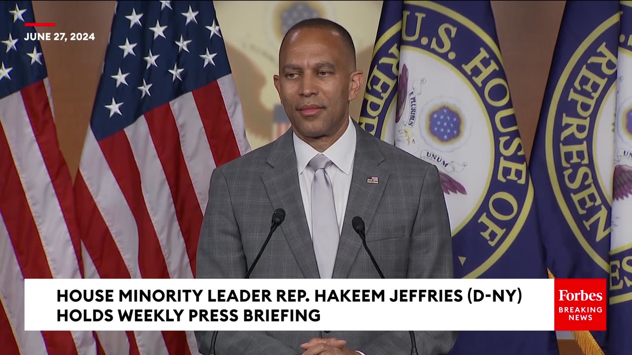 Hakeem Jeffries Holds Press Briefing Ahead Of First Presidential Debate Between Trump & Biden