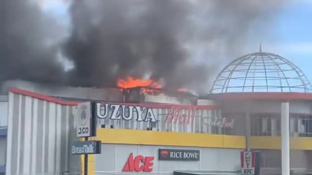 Fire on a mall