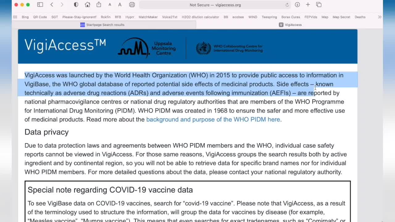 VigiAccess search