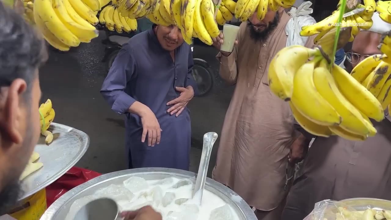 Crushed Ice Banana Milkshake 🍌 Roadside Street Drink Banana Juice Making | Street Food Processing