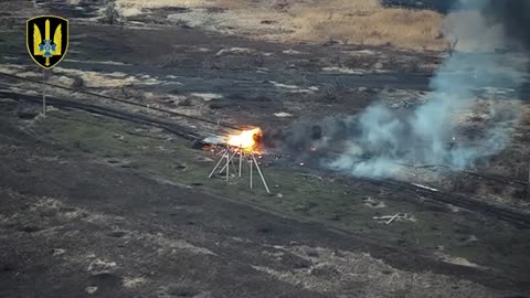 Destroying a tank with an FPV drone with turret separation