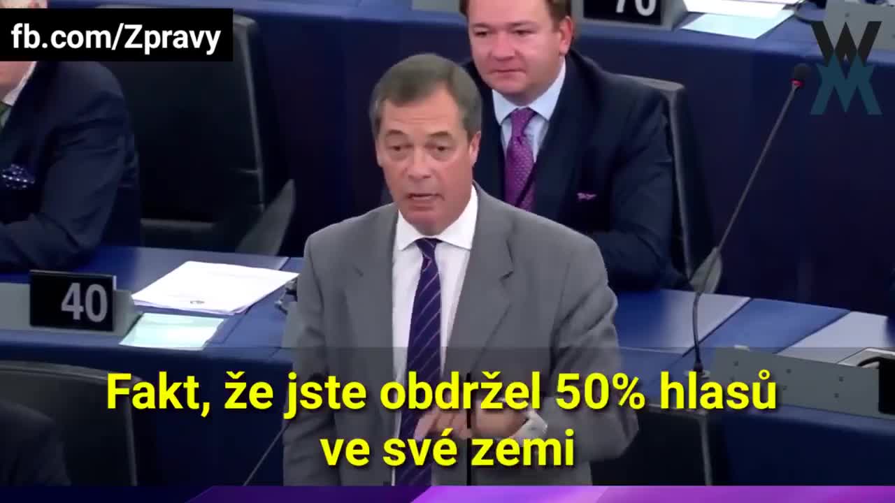 Nigel Farage - Nikým nevolená vláda, hovoří o demokracii.