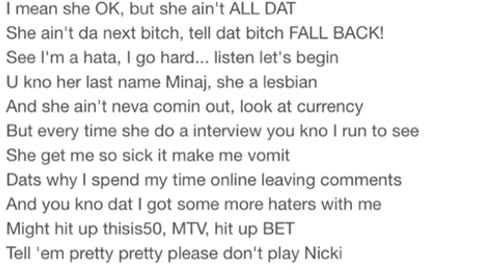 Nicki Minaj is a hater