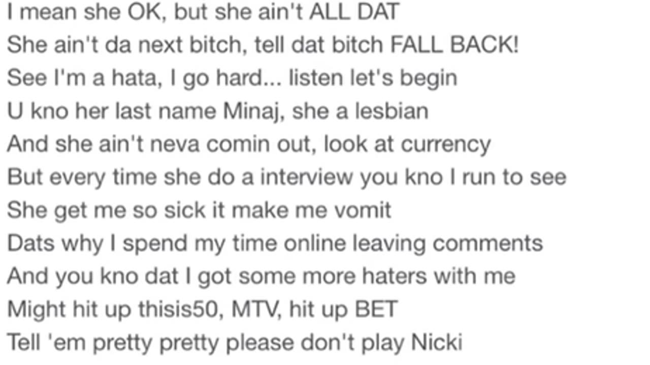 Nicki Minaj is a hater