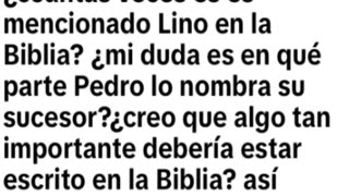 ¿Dónde aparece el segundo Papa, Lino, en la Biblia? - Padre Juan Molina