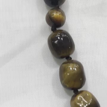 Handmade + Knotting Unique 20” Statement Necklace with 925 Silver, Tiger Eye