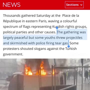 The aftermath of the protests in Paris yesterday. CBC says they were “largely peaceful”