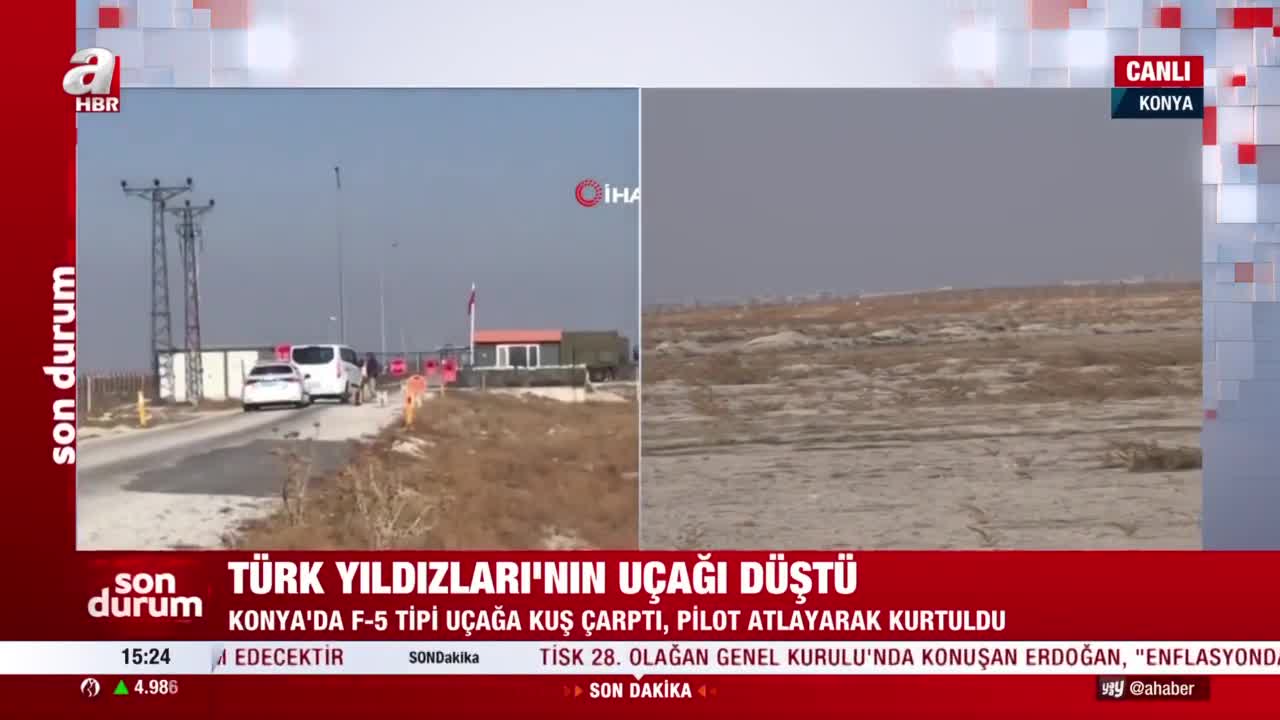 Konya'da Türk Yıldızları'na ait eğitim uçağı düştü! Pilottan iyi haber!