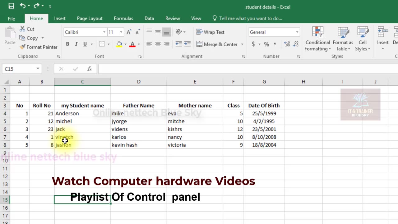 Basic Home option video | microsoft exel part - 2 | learn basic | microsoft exel