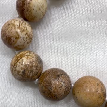 Handmade + Knotting Unique 26” Necklace with Pictures Jasper Beads, Cross. Gift